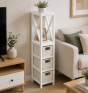 Έπιπλο MDF με 1 Ράφι και 3 Συρτάρια Λευκό 17x24x82cm MRShome DS-1232000
