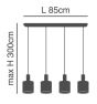 SE21-GM-4-4BL-SH2 ADEPT TUBE Gold Matt Pendant Grey Fabric Shade+ HOMELIGHTING 77-8609