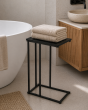 Side Table Μεταλλικό με Επιφάνεια MDF/Μελαμίνη 40x26x58cm Black MRShome DF-0049000