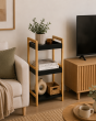 Ραφιέρα 3 θέσεων Bamboo/MDF Μπεζ/Μαύρη 33x33x80cm MRShome  DS-1145000