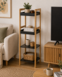 Ραφιέρα 4 θέσεων Bamboo/MDF Μπεζ/Μαύρη 34x33x110cm MRShome DS-1147000