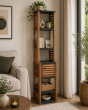 Έπιπλο MDF/Ακακία με 1 Ντουλαπάκι και 5 Ράφια Αποθήκευσης Γκρι/Καφέ 38.5x30x170cm MRShome DS-1178000