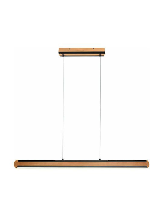 Φωτιστικό Κρεμαστό L110x6,5xH150cm Led SMD 42w 3200lm 2700-6000K Ξύλο-Μέταλλο Μαύρο Trio Deacon 326610232