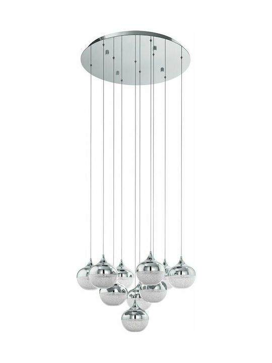 Κρεμαστό Φωτιστικό D58xH200cm LED 10x3,1w 3000K 460lm Χρώμιο-Λευκό Eglo Mioglia 39527