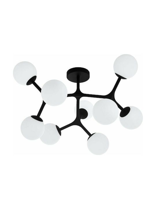 Φωτιστικό Πλαφονιέρα Οροφής D73,5xH42cm 9xG9 Μέταλλο Μαύρο Γυαλί Οπάλ Eglo Maragall 39532