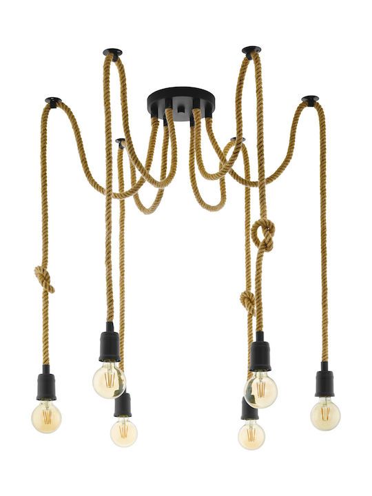 Eglo Rampside Μοντέρνο Κρεμαστό Φωτιστικό Πολύφωτο με Σχοινί σε Μαύρο Χρώμα 43195