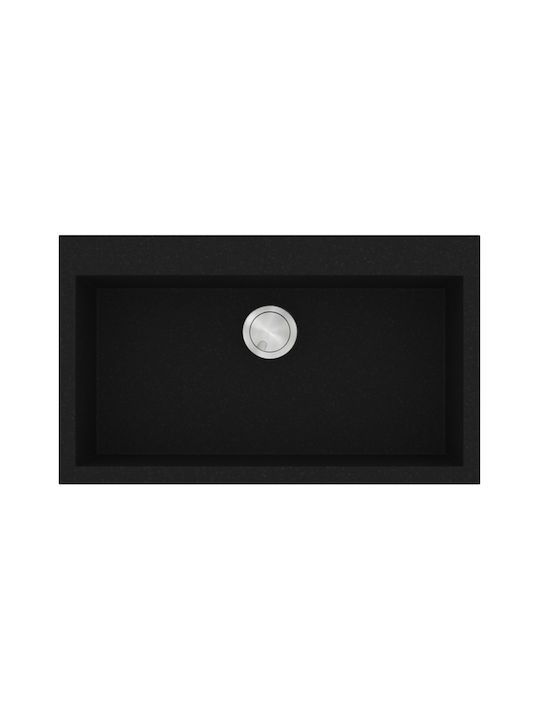 Νεροχύτης Κουζίνας 79x50cm Ένθετος Eρμάριο 80cm Sanitec Ultra Granite 808-33-Nero