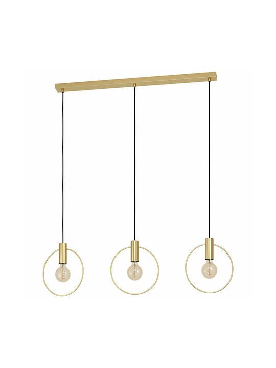 Eglo Manizales Μοντέρνο Κρεμαστό Φωτιστικό Τρίφωτο Ράγα με Ντουί E27 σε Χρυσό Χρώμα 98835