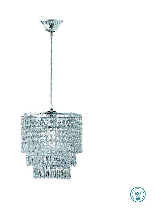 Φωτιστικό Κρεμαστό Ø25xY160 εκ. Μονόφωτο 1xE27 Μέταλλο Χρωμέ-Ακρυλικό Διάφανο Trio RL Orient R1147-06