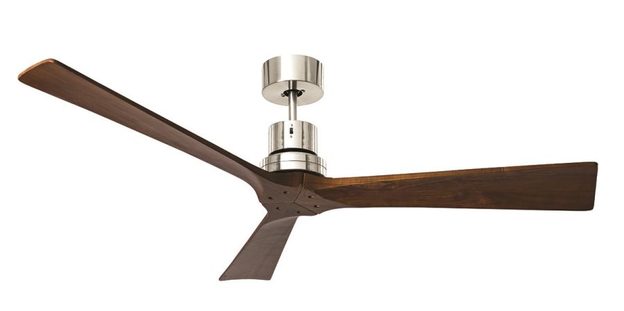 Ανεμιστήρας Οροφής Ø130 εκ. 3 Πτερύγια Φυσικό Ξύλο σκούρο καφέ/Βάση Βουρτσιστό Χρώμιο Perenz Keplero 7142CR 