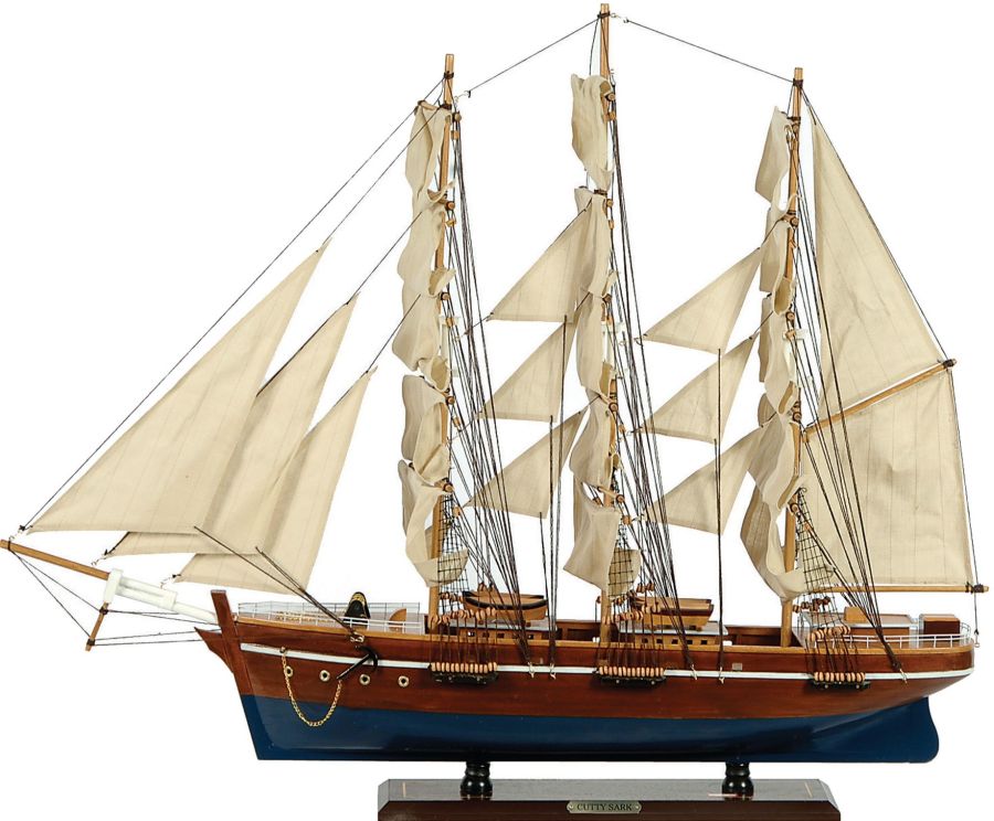Ξύλινο Παραδοσιακό Καράβι 90 x 16 x 75 (H) cm, Χρώμα Λευκό-Μπλέ Lianos 31116