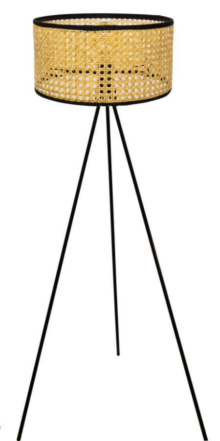 Επιδαπέδιο Φωτιστικό 45x147cm 1xE27 Μεταλλικός Τρίποδας Ψάθινο Καπέλο Etoile LM-417