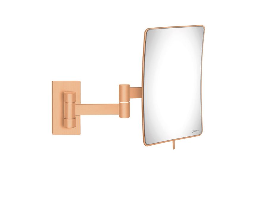 Επιτοίχιος Μεγεθυντικός Καθρέπτης x3 με Διπλό Βραχίονα Led 5w 220-240V Brushed Rose Gold 24K Sanco Led Cosmetic Mirrors MRLED-301-AB6
