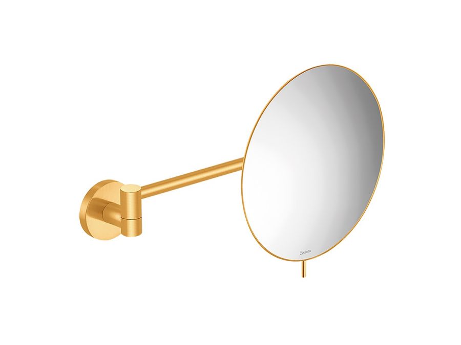 Καθρέπτης Μεγεθυντικός Επιτοίχιος Ø20x31 εκ. Μεγέθυνση x3 Brushed Gold 24K Sanco Cosmetic Mirrors MR-705-AΒ5