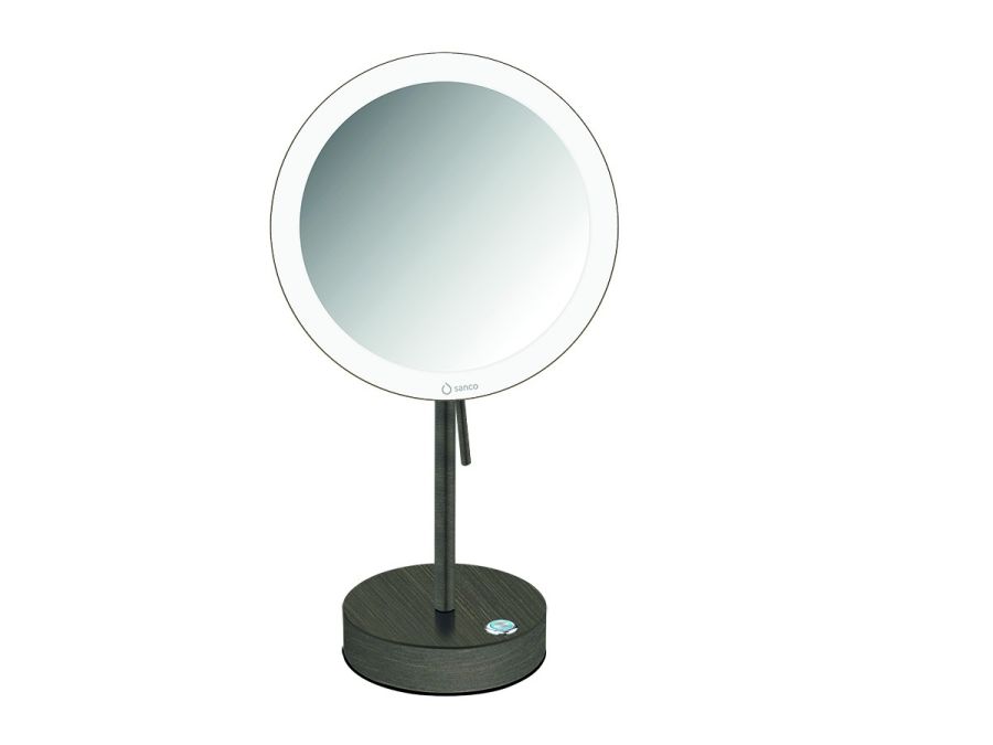 Καθρέπτης Μεγεθυντικός x3 Led Μπαταρίας 4xAA Επικαθήμενος Ø20xH36,5 cm Dark Bronze Mat Sanco Cosmetic Mirrors MRLED-903-DM25