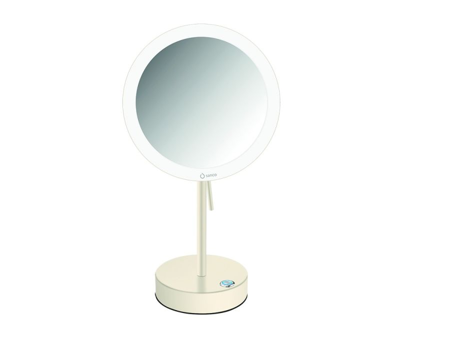 Καθρέπτης Μεγεθυντικός x3 Led Μπαταρίας 4xAA Επικαθήμενος Ø20xH36,5 cm Beige Mat Sanco Cosmetic Mirrors MRLED-903-M102