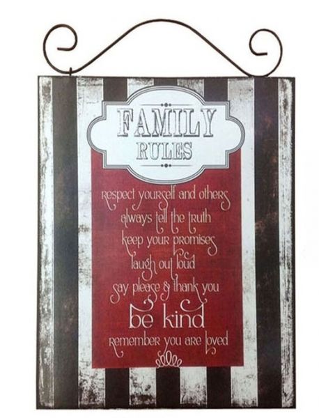 Πινακίδα Ξύλινη 40x36cm Family Rules  Etoile DL-201