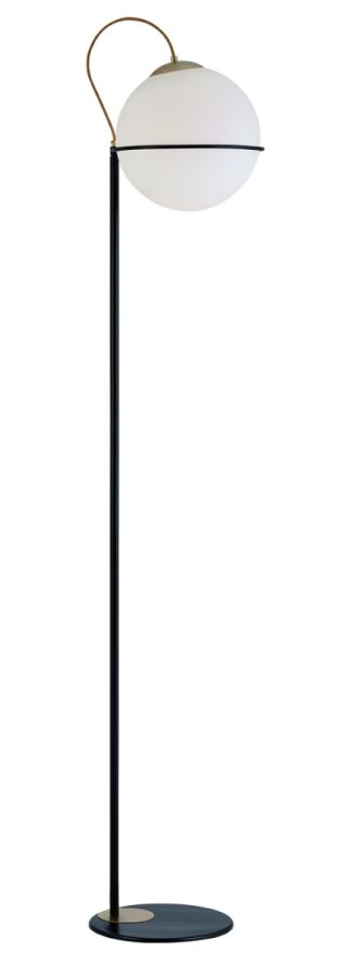 Φωτιστικό Επιδαπέδιο  Ø33*180 cm Μονόφωτο  Γυαλί Οπάλ Ματ / Ορθοστάτης Μαύρο/ Χρυσό  Viokef Ferero 3094200
