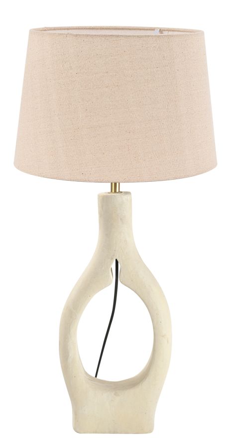 TLI 6336 40BG ΕΠΙΤΡΑΠΕΖΙΑ ΛΑΜΠΑ ΞΥΛΙΝΗ ΛΕΥΚΗ  ΣΤΡΟΓΓΥΛΗ ΨΙΛΗ ΜΕ ΑΜΠΑΖΟΥΡ ΜΠΕΖ 1ΧΕ27 ARlight 02010042