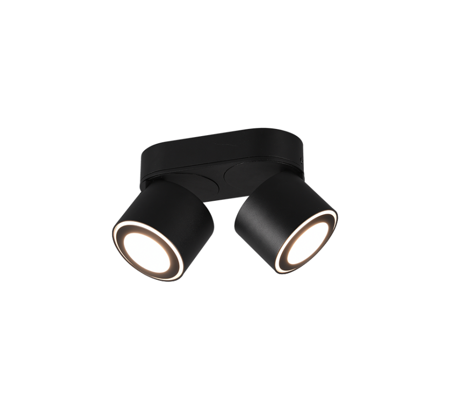Σποτ Δίφωτο Μαύρο Ματ 18xH10cm Led 2x5w 3000K 2x450lm Trio Lighting Taurus 652910232
