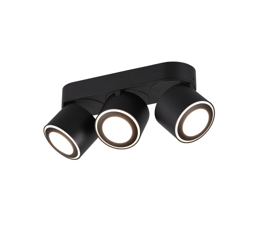Σποτ Τρίφωτο Μαύρο Ματ 27xH10cm Led 3x5w 3000K 3x450lm Trio Lighting Taurus 652910332
