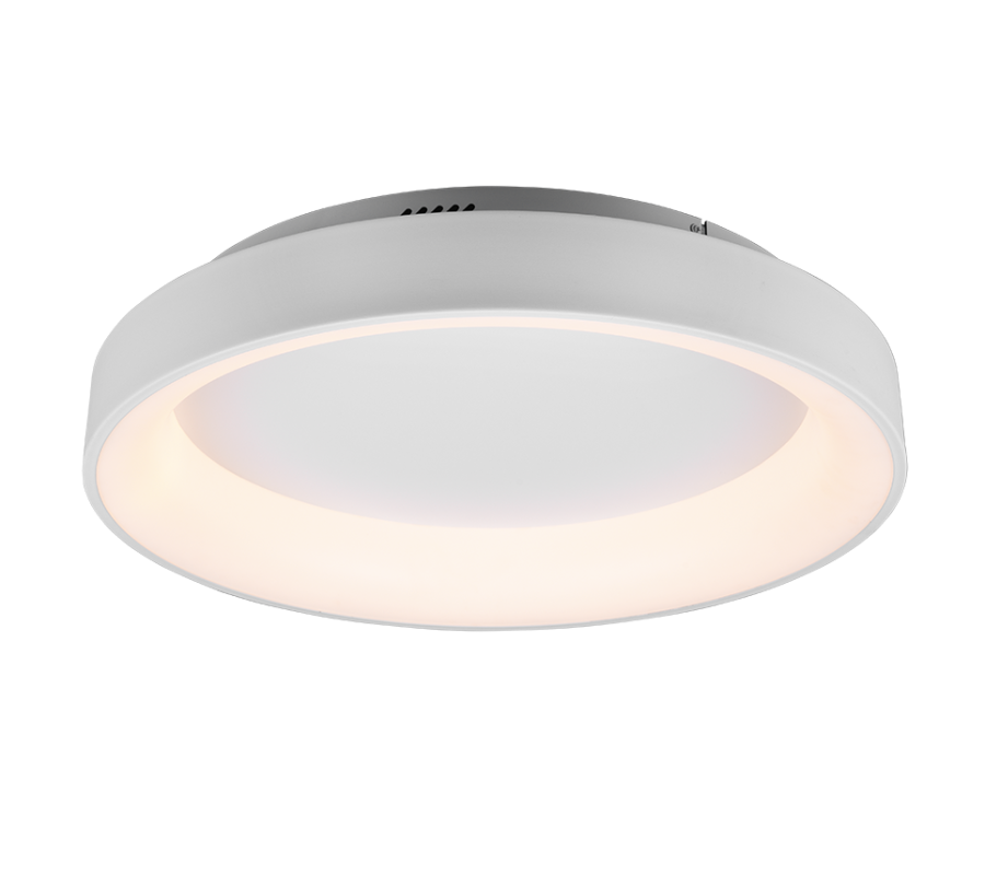 Μεταλλική Πλαφονιέρα Οροφής Λευκό Ματ 60xH12cm LED 48w 2700-6000K 5600lm Remote Control Trio Lighting Girona 671290131