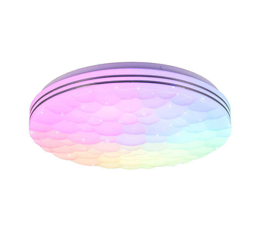 Πλαφονιέρα Οροφής Λευκό Ματ 38xH7cm LED 24w 2700-6000K RGBW 2500lm Remote Control Trio Lighting Tiger R67131100