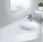 Νιπτήρας Μπάνιου Αριστερός 44x34xB14cm Πάγκος Monobloc 60-150xB30cm Sanitec Monobloc Free Wave Single 705-150200L-14-Metallic-Ice