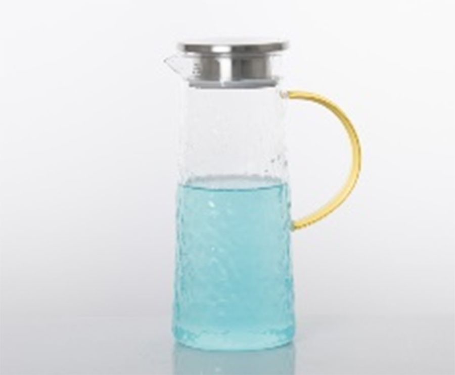 Κανάτ Νερού Γυάλινη 1300ml με Χρυσαφί Λαβή,  Ανοξείδωτο Καπάκι & Φίλτρο Etoile LM-322