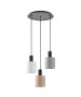 SE21-BL-4-3BL-SH123 ADEPT FLEX Black Pendant White, Grey, Brown Fabric Shade+ HOMELIGHTING 77-8915