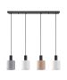 SE21-BL-4-4BL-SH123 ADEPT FLEX Black Pendant White, Grey, Brown Fabric Shade+ HOMELIGHTING 77-8917