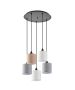 SE21-BL-B10-5BL-SH123 ADEPT FLEX White, Grey, Brown Fabric Shade Pendant+ HOMELIGHTING 77-8961