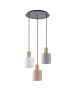 SE21-GM-4-3BL-SH123 ADEPT FLEX Gold Matt Pendant White, Grey, Brown Fabric Shade+ HOMELIGHTING 77-8945