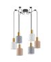 SE21-GM-4-BL6-SH12 ADEPT FLEX Gold Matt Pendant White, Grey, Brown Fabric Shade+ HOMELIGHTING 77-8948