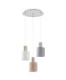 SE21-NM-4-3BL-SH123 ADEPT FLEX Nickel Matt Pendant White, Grey, Brown Fabric Shade+ HOMELIGHTING 77-8930
