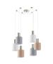 SE21-NM-4-BL6-SH12 ADEPT FLEX Nickel Matt Pendant White, Grey, Brown Fabric Shade+ HOMELIGHTING 77-8933