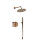 Orabella Terra Rose gold - Shower set εντοιχισμού με Μπαταρία λουτρού, εντοιχισμού 2 σημείων, κεφαλή Φ250 με βραχίονα και τηλέφωνο ντουζ με σπιράλ και επιτοίχειο στήριγμα 10274