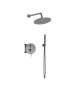 Orabella Terra Gun Metal Light - Shower set εντοιχισμού με Μπαταρία λουτρού, εντοιχισμού 2 σημείων, κεφαλή Φ250 με βραχίονα και τηλέφωνο ντουζ με σπιράλ και επιτοίχειο στήριγμα 10312
