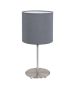 Φωτιστικό Επιτραπέζιο 1xE27 Ø180xH400mm Νίκελ Ματ- Ύφασμα Γκρι Eglο Pasteri 31596