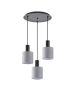 SE21-BL-4-3BL-SH2 ADEPT TUBE Black Pendant Grey Fabric Shade+ HOMELIGHTING 77-8516