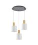 SE21-GM-4-3BL-SH1 ADEPT TUBE Gold Matt Pendant White Fabric Shade+ HOMELIGHTING 77-8600