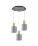 SE21-GM-4-3BL-SH2 ADEPT TUBE Gold Matt Pendant Grey Fabric Shade+ HOMELIGHTING 77-8607