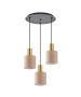 SE21-GM-4-3BL-SH3 ADEPT TUBE Gold Matt Pendant Brown Fabric Shade+ HOMELIGHTING 77-8614