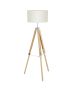 Φωτιστικό Δαπέδου Τρίποδο Ø975xØ450xH1060-1430mm Μονόφωτο 1xE27 Μέταλλο-Ξύλο-Ύφασμα Μπεζ Eglo Lantada 94324