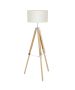 Φωτιστικό Δαπέδου Τρίποδο  Ø975xØ450xH1060-1430mm Μονόφωτο 1xE27 Μέταλλο-Ξύλο-Ύφασμα Μπεζ  Eglo Lantada 94324