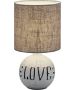 Λαμπατέρ Επιτραπέζιο "Love" Ø16,5*31 εκ. Βάση Κεραμικό Καπουτσίνο / Υφασμάτινο Αμπαζούρ Trio Esna R50661025