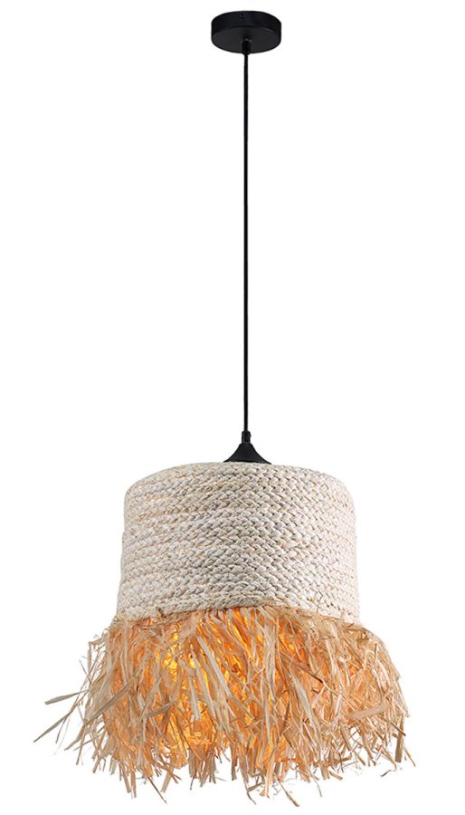 Φωτιστικό Κρεμαστό Μονόφωτο 1xE27 D350xH1500mm Raffia Natural Lilo Viokef 4305400