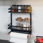 Ραφιέρα Κουζίνας Μαύρη 30x11x37cm Μεταλλική Διώροφη με Βάση για Ρολλό Κουζίνας Estia Home Art 02-18153