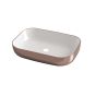 Νιπτήρας Πορσελάνη Επιτραπέζιος 60x42xY14 cm Olympia Metamorfosis White-Pink Gold Orabella 60116