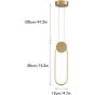 Φωτιστικό Κρεμαστό 20xH100cm Χρυσαφί  Led 3CCT 3000-4000-6500K 19w Homelighting Ria 77-50493